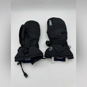 Black Kids Mittens Unisex Youth Large (9-10)